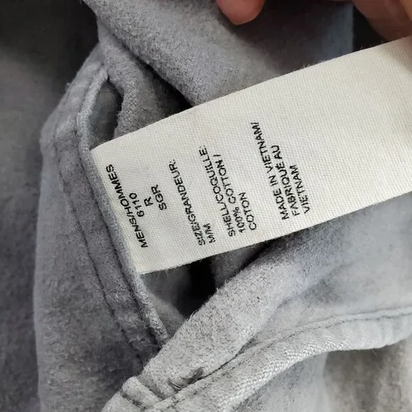 Woolrich Shirt Men Medium Gray Original Outdoor Chest Pockets Collar Button Down - Picture 5 of 6